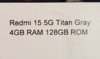 XIAOMI REDMI 15 5G GRIS 4 GB RAM 128GB ROM + FUNDA