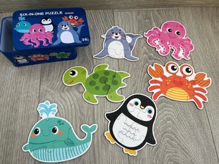 Puzzle Oceánico 6 en 1. Six in one puzzle ocean