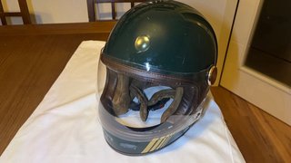 Casco Moto Clásico Verde. Talla 55-56
