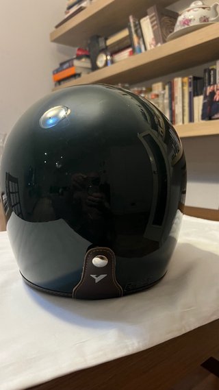 Casco Moto Clásico Verde. Talla 55-56