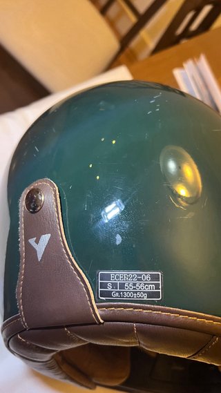 Casco Moto Clásico Verde. Talla 55-56