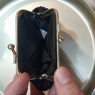 Portamonete nero plissettato
