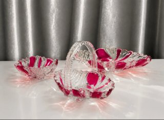 Figura Conjunto cristal artístico con ratán 40cm