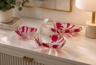 Figura Conjunto cristal artístico con ratán 40cm