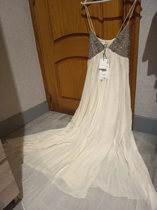 Vestito Zara Beige Dorato Taglia Unica Nuovo