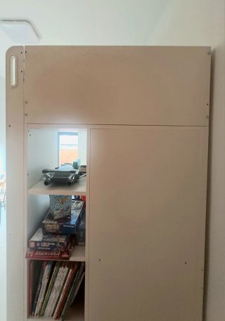Cama alta IKEA SMÅSTAD, armario, cajonera, colchón
