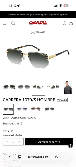 Gafas de sol Carrera 1070/S Azul oscuro y Dorado