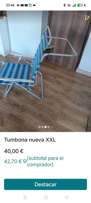 Tumbona XXL, NUEVA, con etiqueta, plegable azul y