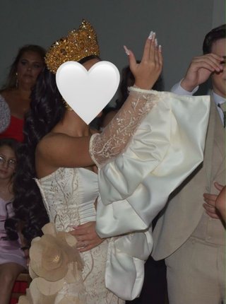Vestido de Novia Beige y Blanco