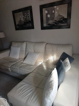 Sofá Chaiselongue Piel Blanco