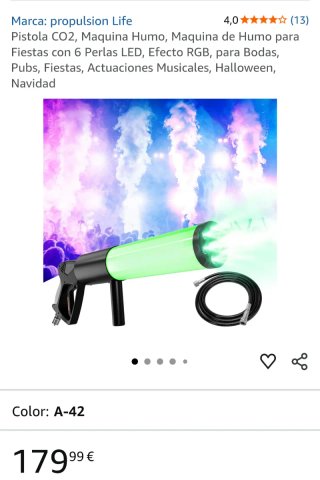 Pistola CO2 Maquina Humo LED RGB