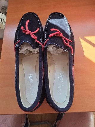 Mocasines Piel Ante Azul Marino Talla 45