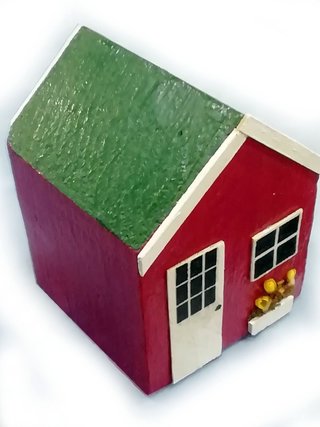 Casita Madera Decorativa burdeos Artesanal