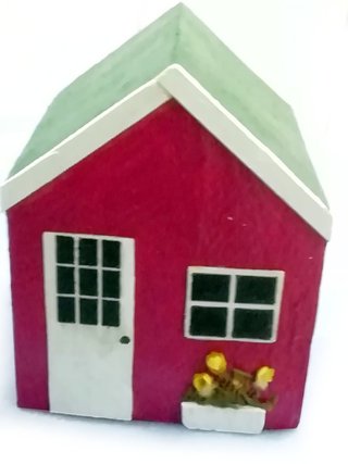 Casita Madera Decorativa burdeos Artesanal
