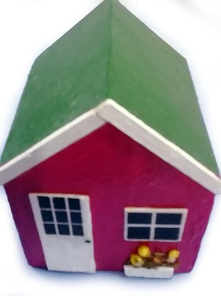 Casita Madera Decorativa burdeos Artesanal