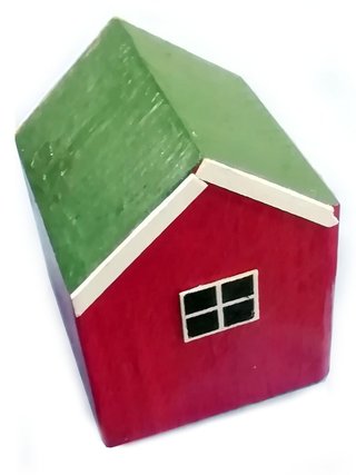 Casita Madera Decorativa burdeos Artesanal