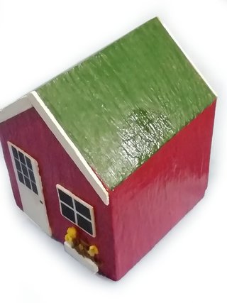 Casita Madera Decorativa burdeos Artesanal