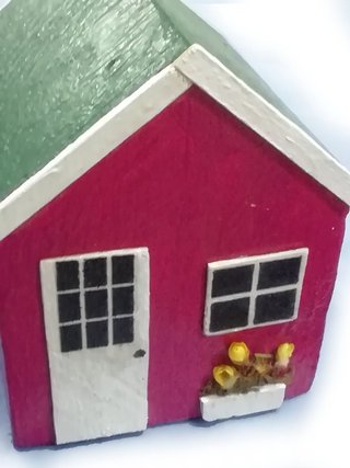 Casita Madera Decorativa burdeos Artesanal