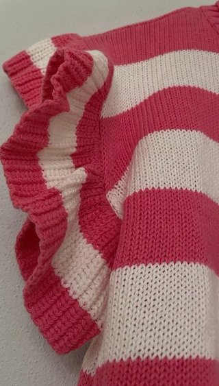 Maglietta vintage a righe rosa e bianche