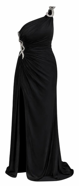 Vestido de fiesta negro con pedrería