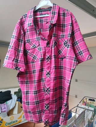 Camisa Billabong cuadros rosa y negra Talla L