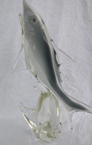 Squalo Bianco Vetro Murano 37cm
