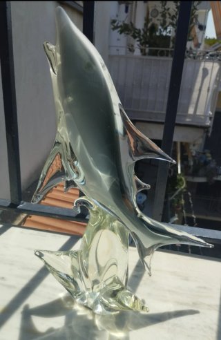 Squalo Bianco Vetro Murano 37cm