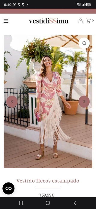 Vestido flecos invitada Talla 38