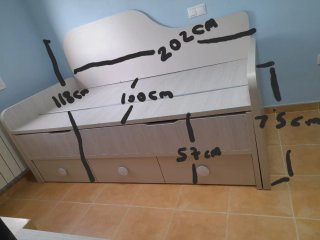 Cama nido 90 cm, con cajones de almacenamiento