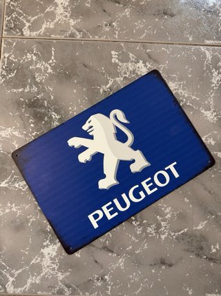Placa chapa metálica logo Peugeot