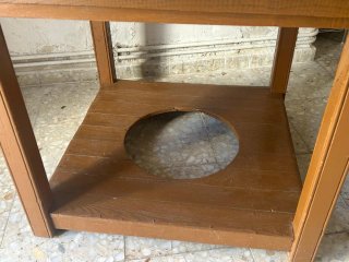Mesa camilla antigua 1m con faldillas
