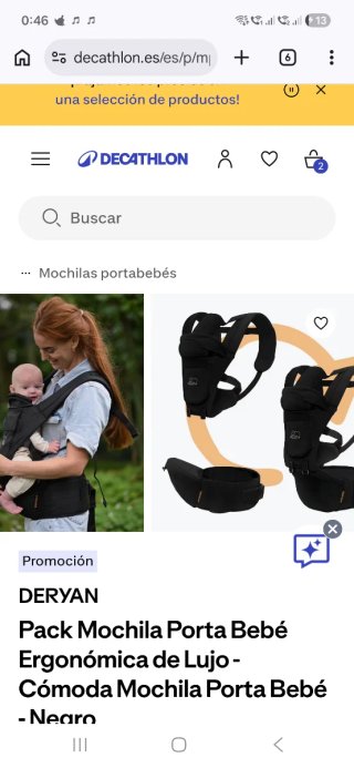 Mochila portabebés Deryan Negra