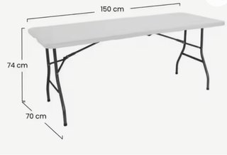 Mesa plegable 150 cm blanca