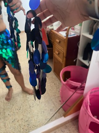 Traje Danza Vientre Accesorios Azul Verde