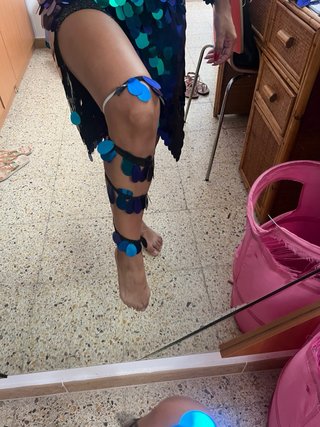 Traje Danza Vientre Accesorios Azul Verde