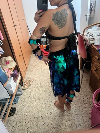 Traje Danza Vientre Accesorios Azul Verde
