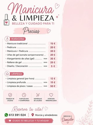 Manicura, pedicura y alargamiento de uñas a domici