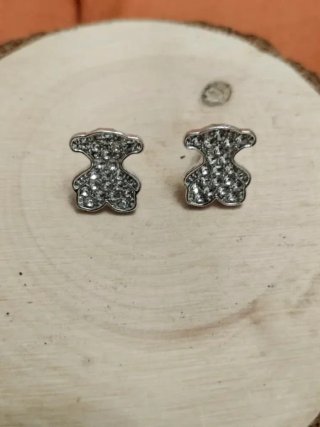 Pendientes Ositos Acero Chapado Plata