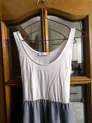 Vestido largo rayas blanco y azul