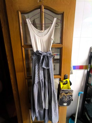 Vestido largo rayas blanco y azul