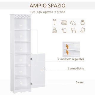 Mobiletto del Bagno a Torre 3 Ripiani Regolabili s