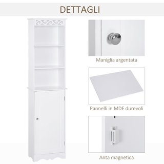 Mobiletto del Bagno a Torre 3 Ripiani Regolabili s
