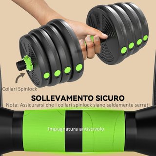 Set Bilanciere con Pesi 3 in 1 da 16 Dischi e Impu