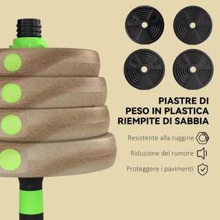 Set Bilanciere con Pesi 3 in 1 da 16 Dischi e Impu