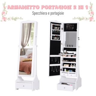 LED Portagioie Armadio per Gioielli con Specchio c