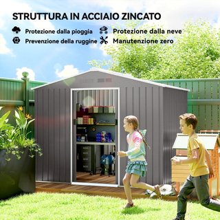 Casetta da Giardino 2.3x1.7 m in Acciaio con Prese