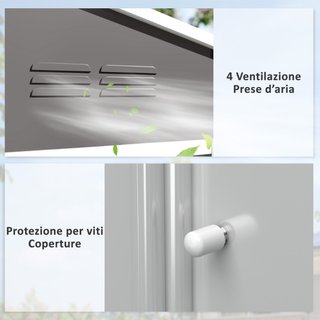 Casetta da Giardino 2.3x1.7 m in Acciaio con Prese