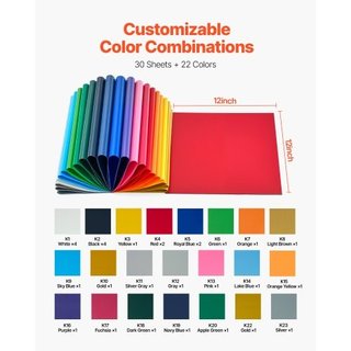 Heat Transfer Vinyl, 30 Pack, 304.8 x 304.8mm, Ass