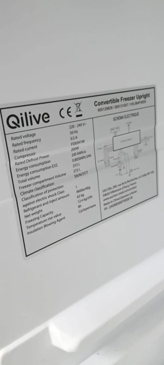 Congelador QILIVE NO FROST vertical plateado