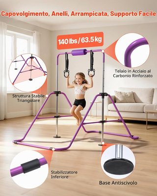 Barras de Gimnasia para Niños, Capacidad de 63.5 k